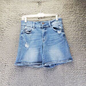 Vervet Shorts Womens Medium Blue Distressed Stretch Denim High Waisted Mom